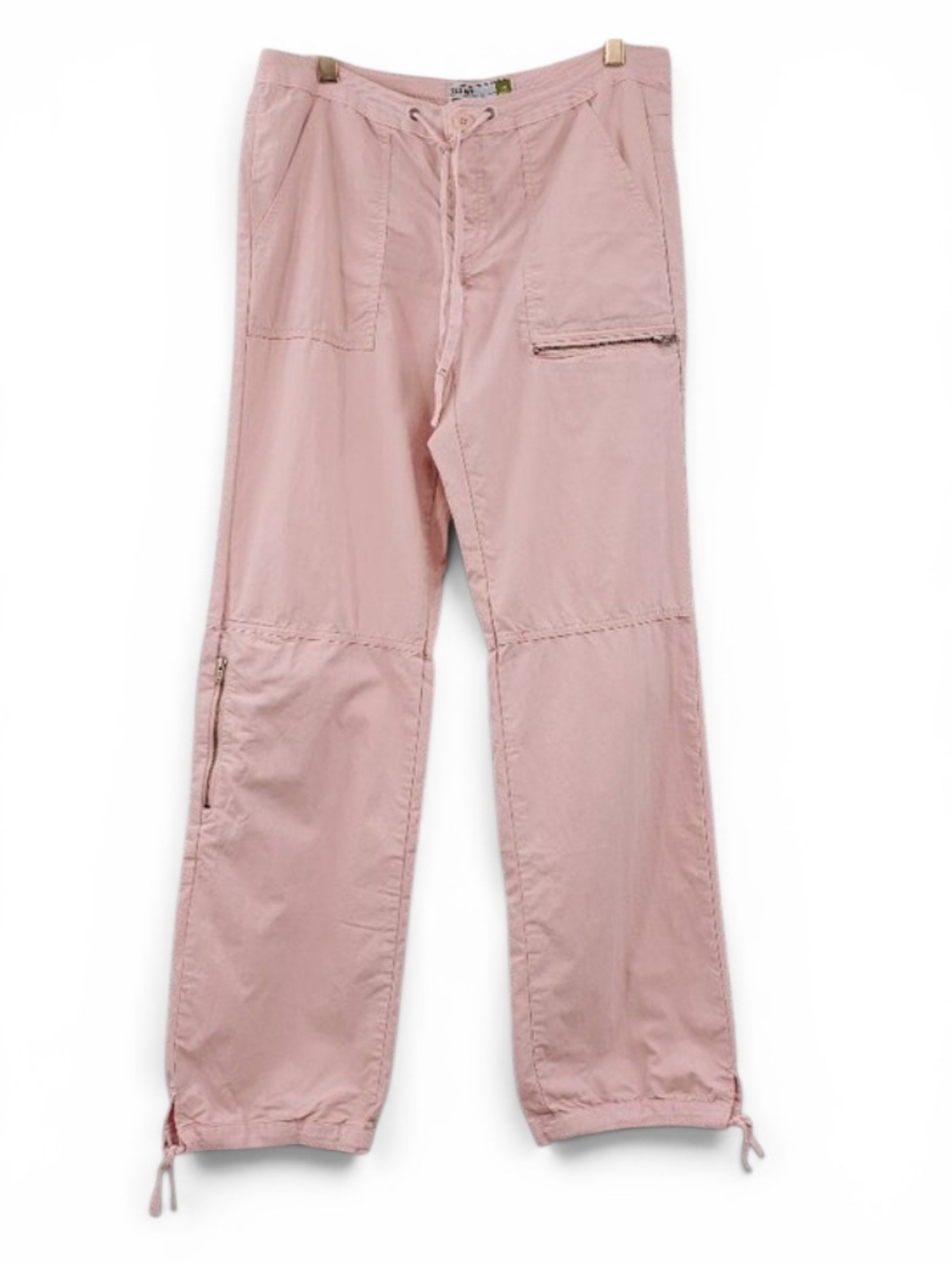 Vtg Y2K Old Navy Cargo Pants Womens 6 Pink Drawstring Cuffs Low Rise Zip Pockets
